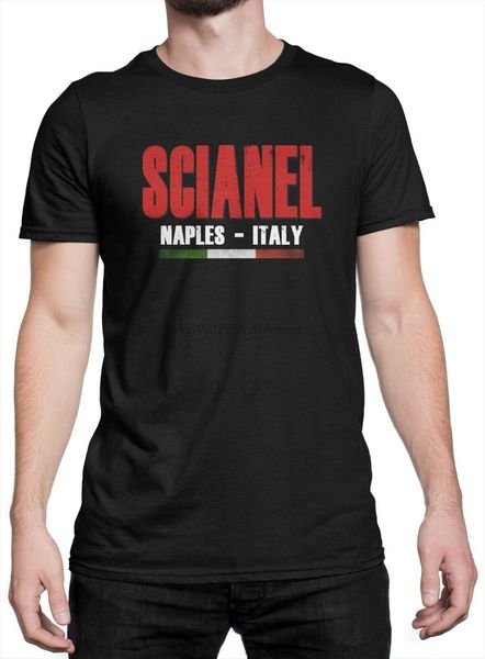 t-shirt uomo scianel naples italy white & red print 100% cotone - nero 
t-shirt uomo scianel naples italy white & red print 100% cotone - nero