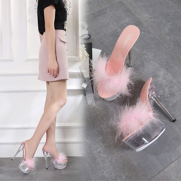 super high sandals women waterproof platform wild high-heeled transparent slippers womens flip flops furry slippers 4423, Black
super high sandals women waterproof platform wild high-heeled transparent slippers womens flip flops furry slippers 4423, Black
