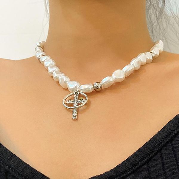 goth crystal cross pedant necklace for women bohemia baroque pearl chain choker necklace elegant wedding party jewelry collar, Silver
goth crystal cross pedant necklace for women bohemia baroque pearl chain choker necklace elegant wedding party jewelry collar, Silver