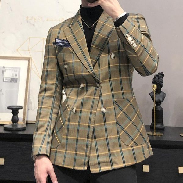 men's suits & blazers british stylish blazer check pattern men vintage terno masculino plaid for casual, White;black
men's suits & blazers british stylish blazer check pattern men vintage terno masculino plaid for casual, White;black