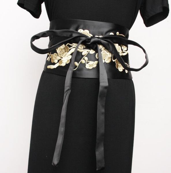 women's runway fashion embroidery satin cummerbunds female dress corsets waistband belts decoration wide belt r1982, Black;brown
women's runway fashion embroidery satin cummerbunds female dress corsets waistband belts decoration wide belt r1982, Black;brown