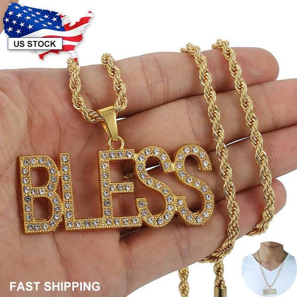womens mens iced out bless letter pendant necklace yellow gold color paved rhinestones pendant twisted rope link chain lgp112a, Silver
womens mens iced out bless letter pendant necklace yellow gold color paved rhinestones pendant twisted rope link chain lgp112a, Silver