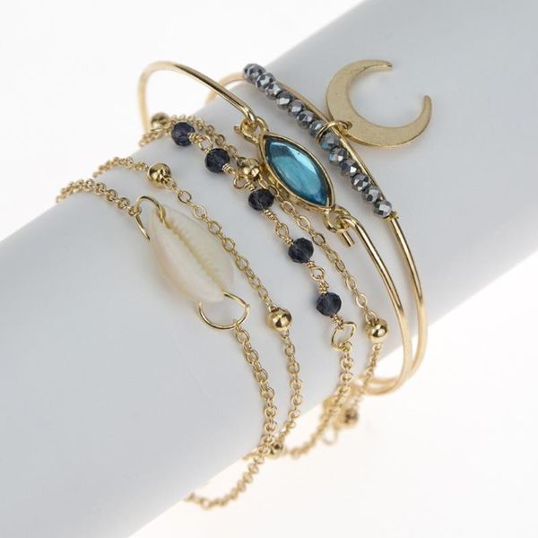 gold seashell bracelet set geometric crystal beads bracelet bangle creative moon tassel charm women personality jewelry, Black
gold seashell bracelet set geometric crystal beads bracelet bangle creative moon tassel charm women personality jewelry, Black
