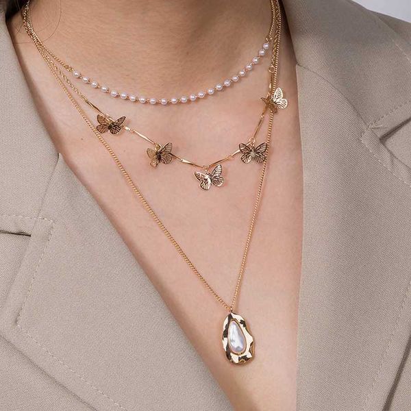 vintage boho layered necklace for women butterfly chain long choker collar pendant necklaces european jewelry, Silver
vintage boho layered necklace for women butterfly chain long choker collar pendant necklaces european jewelry, Silver