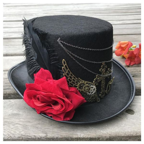 stingy brim hats 2021 retro women handmade steampunk hat with flower bowler dance party size 57cm, Blue;gray
stingy brim hats 2021 retro women handmade steampunk hat with flower bowler dance party size 57cm, Blue;gray
