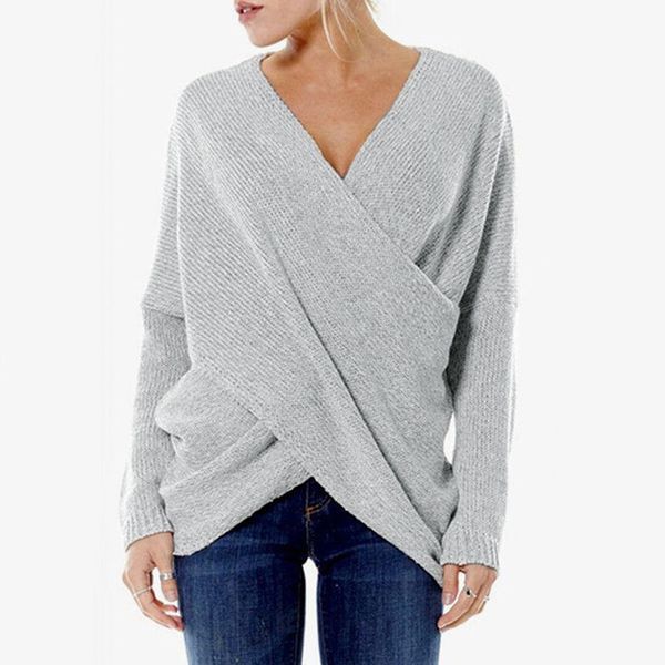 2020 autumn women's v-neck criss-cross knitted sweater winter long sleeve solid warm loose casual pullover knitted sweater, White;black
2020 autumn women's v-neck criss-cross knitted sweater winter long sleeve solid warm loose casual pullover knitted sweater, White;black