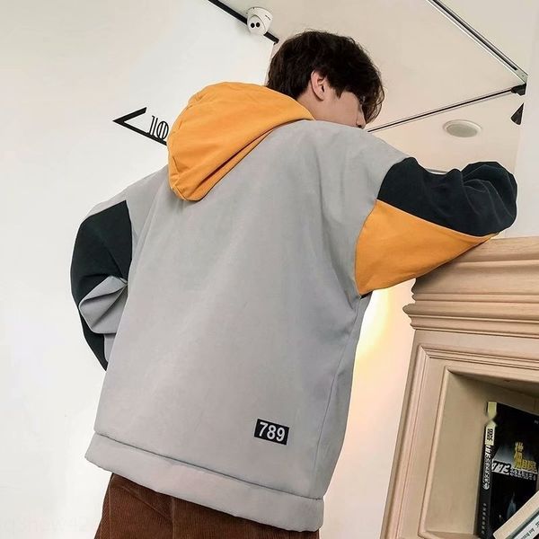 men's autumn hooded coat sweatersweater sweater long sleeve stitching contrast color loose oversize trendy brand student ins super coat, Black
men's autumn hooded coat sweatersweater sweater long sleeve stitching contrast color loose oversize trendy brand student ins super coat, Black