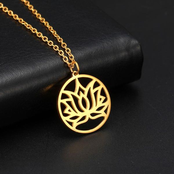 dawapara vintage hollow lotus charm necklace for women stainless steel jewelry golden penchant necklaces, Silver
dawapara vintage hollow lotus charm necklace for women stainless steel jewelry golden penchant necklaces, Silver