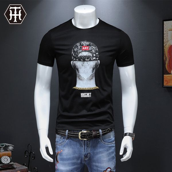 trendy men's slim mercerized cotton short-sleeved t-shirt men's round neck trendy brand social talent embroidered men's t-shi, White;black
trendy men's slim mercerized cotton short-sleeved t-shirt men's round neck trendy brand social talent embroidered men's t-shi, White;black