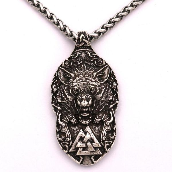 nostalgia wolf triskelion triskele valknut symbol amulet viking necklace men wolf protect me talisman jewelry, Silver
nostalgia wolf triskelion triskele valknut symbol amulet viking necklace men wolf protect me talisman jewelry, Silver