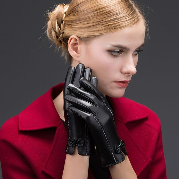 five fingers gloves women luxurious genuine leather driving winter thermal warm touch screen with bowknot, Blue;gray
five fingers gloves women luxurious genuine leather driving winter thermal warm touch screen with bowknot, Blue;gray