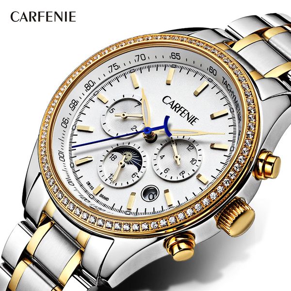 carfenie business watch men auto mechanical mens wataches golden steel band hip hop punk wristwatch, Slivery;brown
carfenie business watch men auto mechanical mens wataches golden steel band hip hop punk wristwatch, Slivery;brown