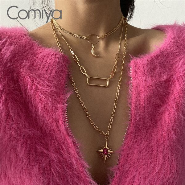comiya fashion pendant necklaces for women acrylic star moon gold color necklace layered chain statement necklack punk jewelry, Silver
comiya fashion pendant necklaces for women acrylic star moon gold color necklace layered chain statement necklack punk jewelry, Silver