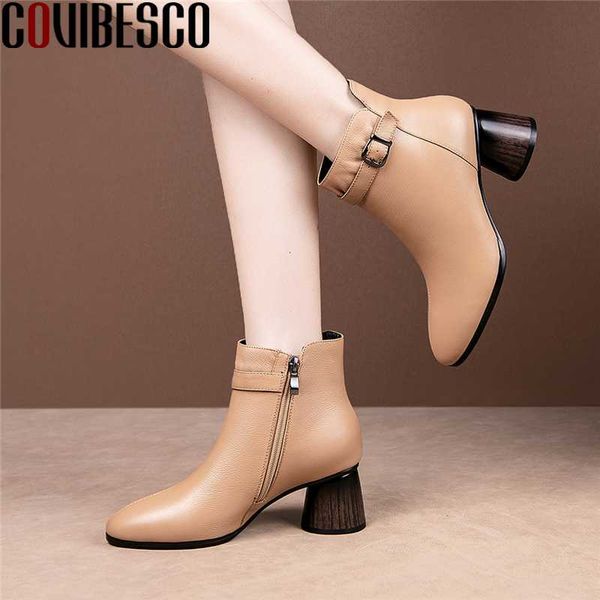 covibesco fashion office women ankle boots autumn winter high heels shoes woman concise buckle side zipper genuine leather boots, Black 
covibesco fashion office women ankle boots autumn winter high heels shoes woman concise buckle side zipper genuine leather boots, Black