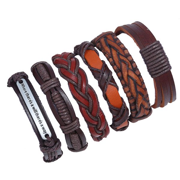 retro woven multilayer men's combination set leather bracelet vintage punk classic vintage punk trendy gifts for men, Golden;silver
retro woven multilayer men's combination set leather bracelet vintage punk classic vintage punk trendy gifts for men, Golden;silver