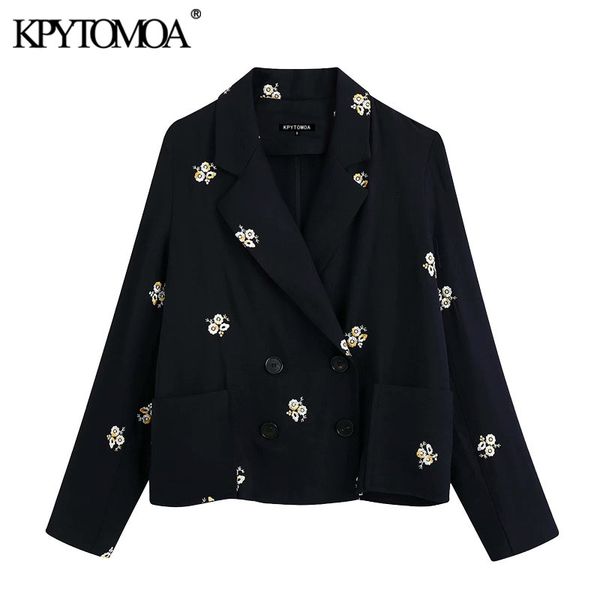 kpytomoa women 2020 fashion double breasted floral embroidery blazer coat vintage long sleeve pockets female outerwear chic, White;black
kpytomoa women 2020 fashion double breasted floral embroidery blazer coat vintage long sleeve pockets female outerwear chic, White;black