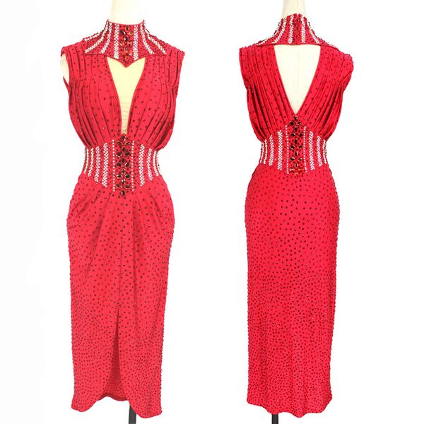 stage wear red latin dance dress full rhinestone high collar party singer performance ballroom competition costume bl4523, Black;red
stage wear red latin dance dress full rhinestone high collar party singer performance ballroom competition costume bl4523, Black;red