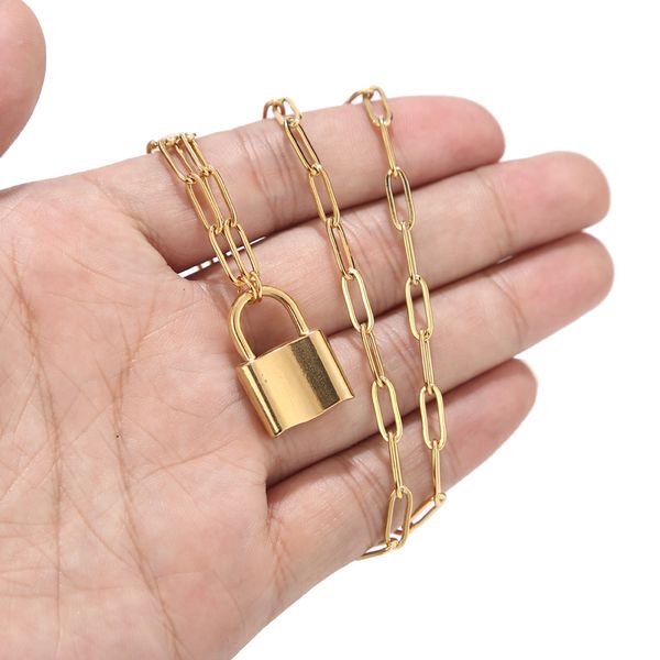 stainless steel punk padlock pendant necklaces brand new link chain rock hiphop key lock necklaces gift for man women, Silver
stainless steel punk padlock pendant necklaces brand new link chain rock hiphop key lock necklaces gift for man women, Silver