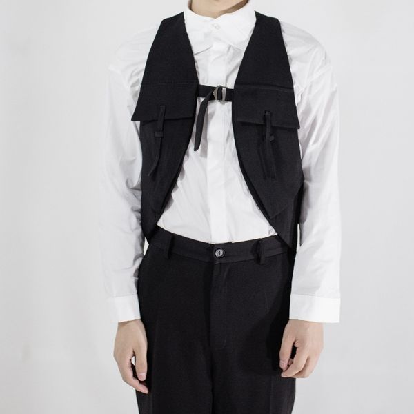 men's vests tide clothing hair stylist designers irregular personality vest coat black casual outerwear plus size costumes, Black;white
men's vests tide clothing hair stylist designers irregular personality vest coat black casual outerwear plus size costumes, Black;white