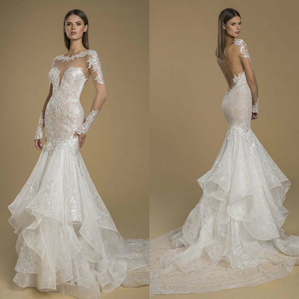 2021 mermaid wedding dresses jewel long sleeves bridal gowns custom made open back lace appliques sweep train wedding dress, White
2021 mermaid wedding dresses jewel long sleeves bridal gowns custom made open back lace appliques sweep train wedding dress, White