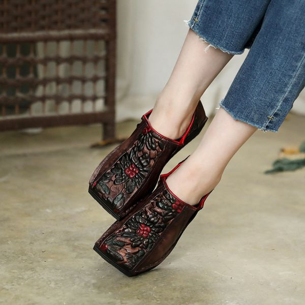 women leather pumps retro wedge heels high women shoes autumn slip on handmade genuine leather embroidery pumps casual174, Black
women leather pumps retro wedge heels high women shoes autumn slip on handmade genuine leather embroidery pumps casual174, Black