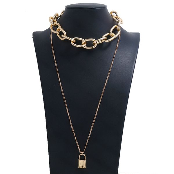 punk double layers lock chain necklace women gothic link chain stainless steel metal collar padlock pendant statement necklace, Silver
punk double layers lock chain necklace women gothic link chain stainless steel metal collar padlock pendant statement necklace, Silver