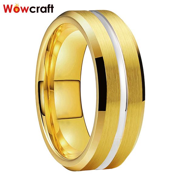 8mm custom tungsten carbide rings for men women gold brushed finish comfort fit beveled edges wedding band, Slivery;golden
8mm custom tungsten carbide rings for men women gold brushed finish comfort fit beveled edges wedding band, Slivery;golden
