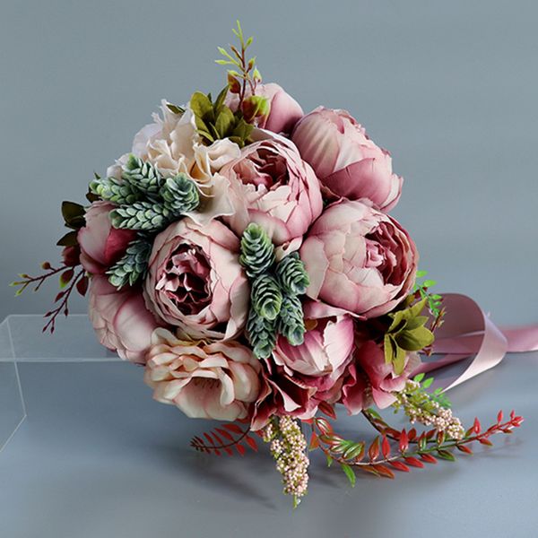 one bunch of decorative flower three different color wedding holding flower artificial peony bride bridesmaid bouquet
one bunch of decorative flower three different color wedding holding flower artificial peony bride bridesmaid bouquet