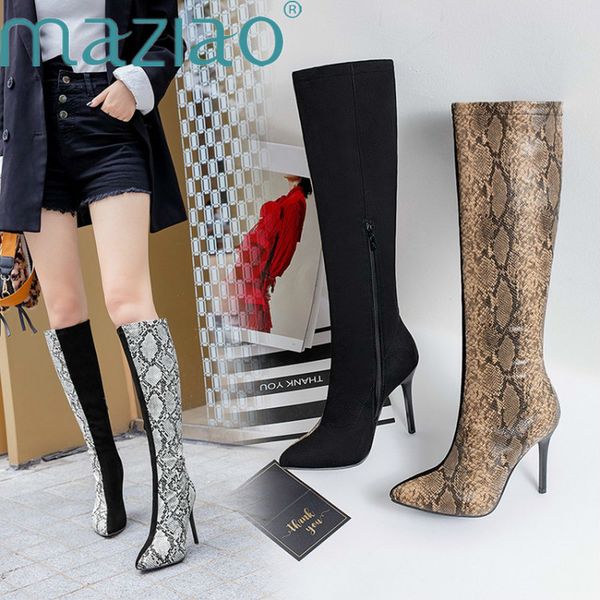boots women knee high snakeskin patchwork riding zip shoes thin heels fashion female party maziao, Black
boots women knee high snakeskin patchwork riding zip shoes thin heels fashion female party maziao, Black