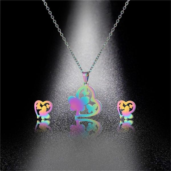 qiamni colorful bohemian cute butterfly heart choker necklace earring stainless steel female jewelry sets party birthday gift, Silver
qiamni colorful bohemian cute butterfly heart choker necklace earring stainless steel female jewelry sets party birthday gift, Silver