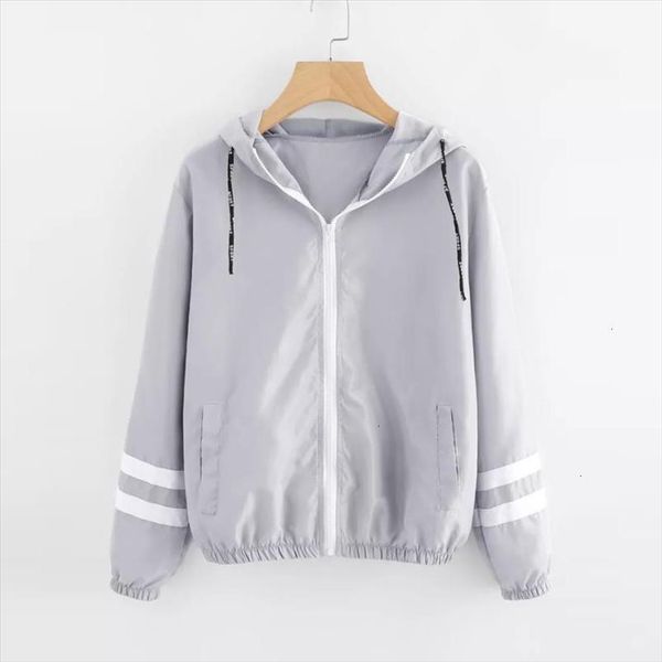 women autumn contrast ribbons trim zip up hooded jacket striped patched sleeve girl coat outwear windbreaker jacket, Black;brown
women autumn contrast ribbons trim zip up hooded jacket striped patched sleeve girl coat outwear windbreaker jacket, Black;brown