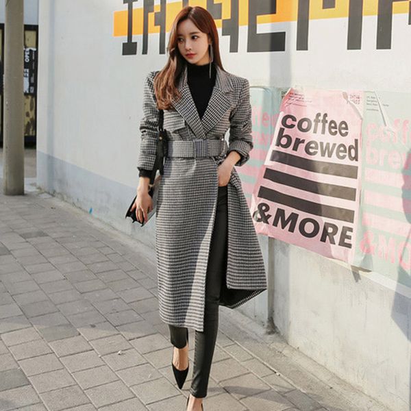 spring autumn vintage thicken sahes blends coat women turn-down collar a-line plaid female long coat casual overcoat outerwear, Black
spring autumn vintage thicken sahes blends coat women turn-down collar a-line plaid female long coat casual overcoat outerwear, Black