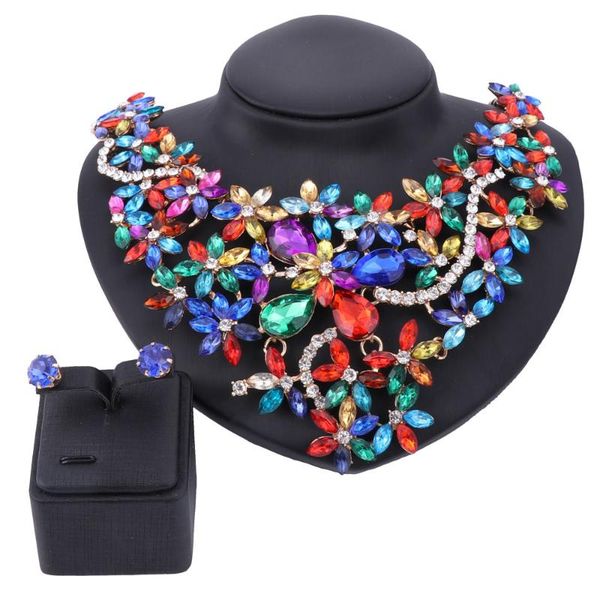 earrings & necklace fashion rhinestones crystal pendant gold color wedding party jewelry sets for women african dress accessories, Silver
earrings & necklace fashion rhinestones crystal pendant gold color wedding party jewelry sets for women african dress accessories, Silver