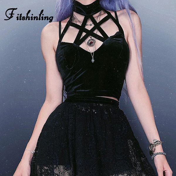fitshinling pentagram gothic camis tanks women fashion grunge velvet halter crop backless black camisole punk dark, White
fitshinling pentagram gothic camis tanks women fashion grunge velvet halter crop backless black camisole punk dark, White