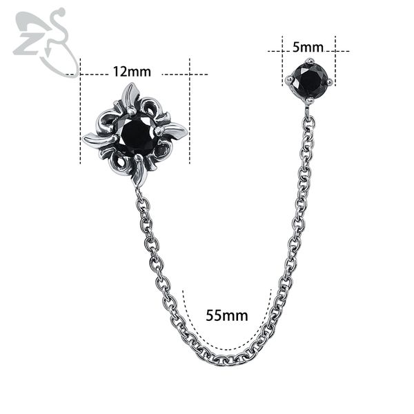 zs 1 pc flower shape black zircon ear stud stainless steel earring double holes piercing earrings punk ear pendant for women men, Silver
zs 1 pc flower shape black zircon ear stud stainless steel earring double holes piercing earrings punk ear pendant for women men, Silver