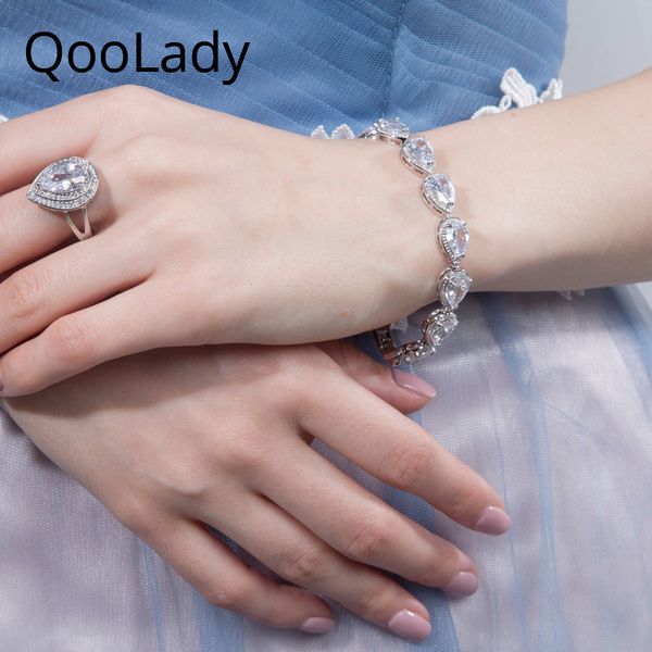 link, chain qoolady stylish cubic zirconia white gold charm water drop bracelet sparkling brides wedding party jewelry s015, Black
link, chain qoolady stylish cubic zirconia white gold charm water drop bracelet sparkling brides wedding party jewelry s015, Black