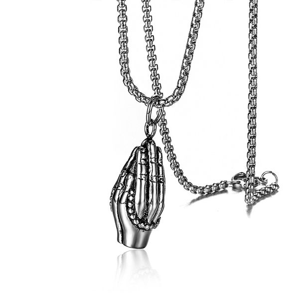men's necklace titanium steel two-hand prayer necklace religious faith stainless steel amitabha pendant necklaces accessories, Silver
men's necklace titanium steel two-hand prayer necklace religious faith stainless steel amitabha pendant necklaces accessories, Silver