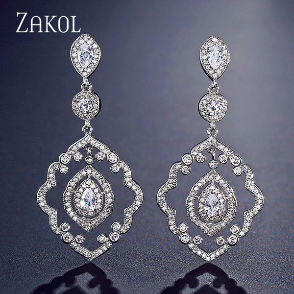 dangle & chandelier zakol vintage big full shiny cz zirconia crystal drop earrings for women luxury wedding jewelry brincos fsep2217, Silver
dangle & chandelier zakol vintage big full shiny cz zirconia crystal drop earrings for women luxury wedding jewelry brincos fsep2217, Silver