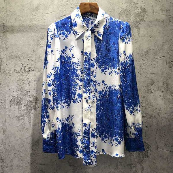 women's blouses & shirts verdejuliay desiger fashion 100% silk blouse women autumn long sleeve blue flower print office ladies, White
women's blouses & shirts verdejuliay desiger fashion 100% silk blouse women autumn long sleeve blue flower print office ladies, White