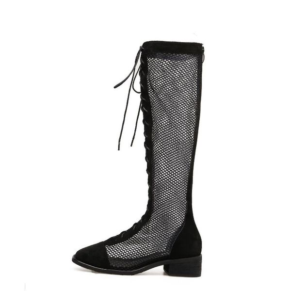 boots lace wire mesh high tube cool hollow fashion straps women's shoes large size woman, Black
boots lace wire mesh high tube cool hollow fashion straps women's shoes large size woman, Black