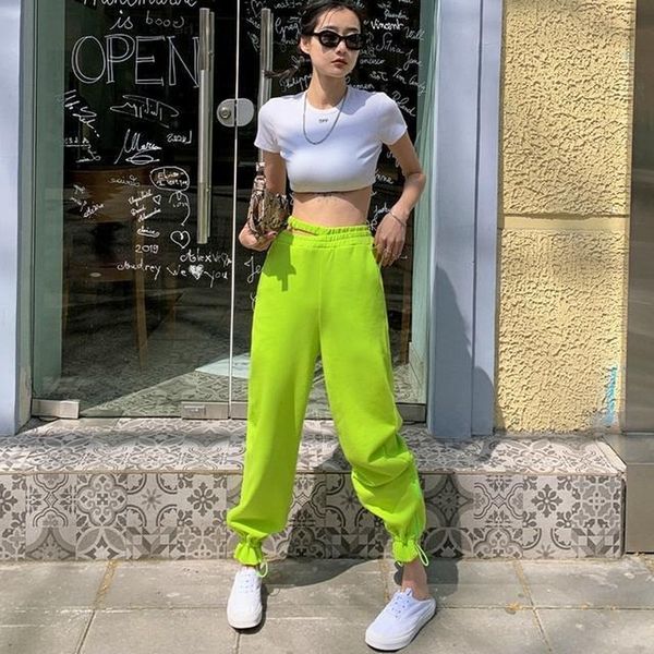 high waist sports pants women's fluorescence green hip hop pants thin loose hollow out waist fashion woman joggers sweatpants, Black;white
high waist sports pants women's fluorescence green hip hop pants thin loose hollow out waist fashion woman joggers sweatpants, Black;white