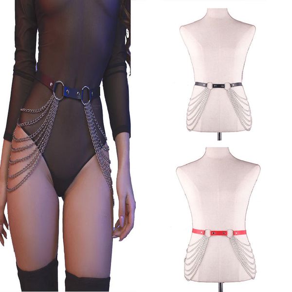 black leather chain belt goth punk body chain skirt waist strap adjustable festival girls body harness raver dance jewelry hot, Black;brown
black leather chain belt goth punk body chain skirt waist strap adjustable festival girls body harness raver dance jewelry hot, Black;brown