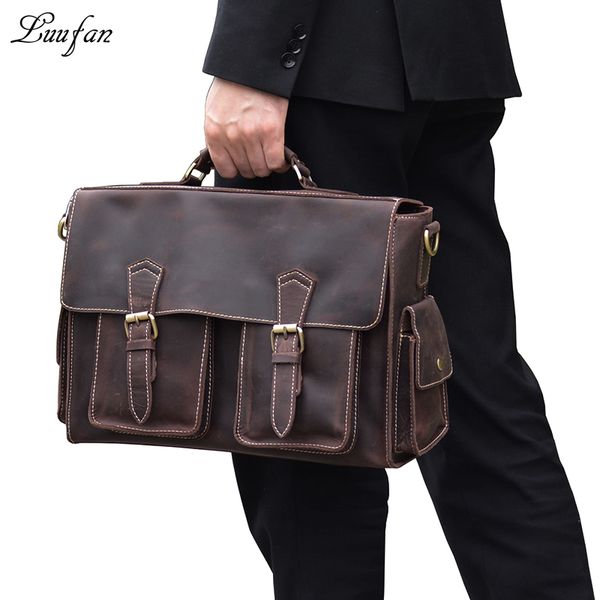 mens crazy horse leather business bag 15" real leather briefcase lapmessenger bag cow shoulder brown work tote
mens crazy horse leather business bag 15" real leather briefcase lapmessenger bag cow shoulder brown work tote
