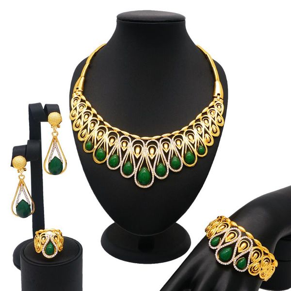 earrings & necklace dubai gold jewelry sets african bridal wedding gifts for women saudi arab red green blue color rhinestore set collares j, Silver
earrings & necklace dubai gold jewelry sets african bridal wedding gifts for women saudi arab red green blue color rhinestore set collares j, Silver