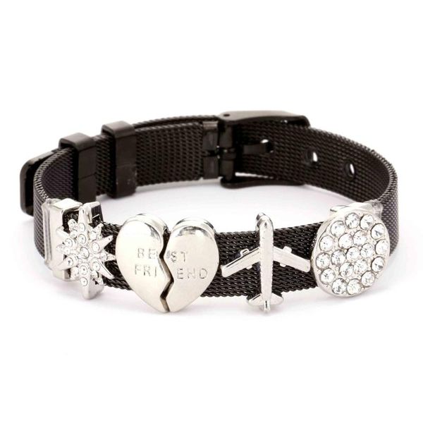 charm bracelets black stainless steel mesh bangles with keeper slide charms fine bracelet diy jewelry as women gift, Golden;silver
charm bracelets black stainless steel mesh bangles with keeper slide charms fine bracelet diy jewelry as women gift, Golden;silver