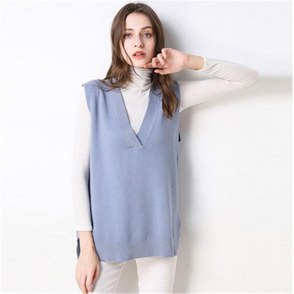 women's vests 2021 fashion wild vest jacket women v-neck cashmere-blend knit sweater waistcoat solid twisted split pullover, Black;white
women's vests 2021 fashion wild vest jacket women v-neck cashmere-blend knit sweater waistcoat solid twisted split pullover, Black;white