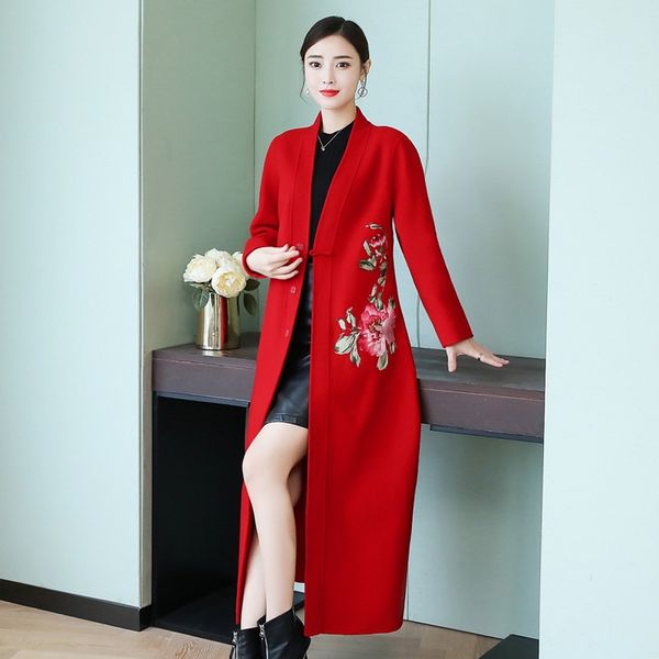 women's wool & blends 2021 winter coat women chinese style red long womens coats slim outerwear warm jacket for female 5185, Black
women's wool & blends 2021 winter coat women chinese style red long womens coats slim outerwear warm jacket for female 5185, Black