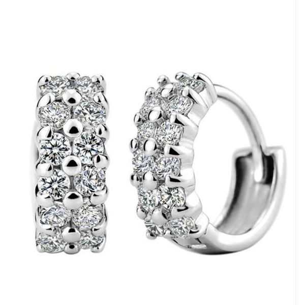 hoop & huggie double row cubic zircon earrings dazzling jewelry for women fashion silver color s-e11, Golden;silver
hoop & huggie double row cubic zircon earrings dazzling jewelry for women fashion silver color s-e11, Golden;silver