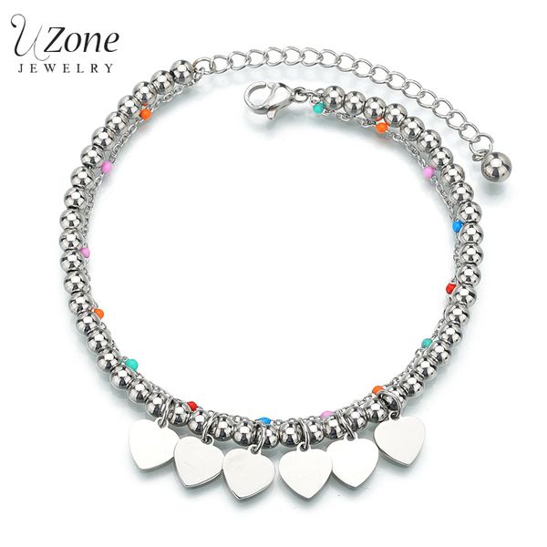 charm bracelets uzone stainless steel tiny heart bracelet double layer adjustable chain beads for women girl weddng gift pulsera, Golden;silver
charm bracelets uzone stainless steel tiny heart bracelet double layer adjustable chain beads for women girl weddng gift pulsera, Golden;silver