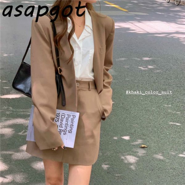 two piece dress blazer & suits skirt khaki fall temperament v neck coat a line slm high waist skirts fashion chic none, White
two piece dress blazer & suits skirt khaki fall temperament v neck coat a line slm high waist skirts fashion chic none, White